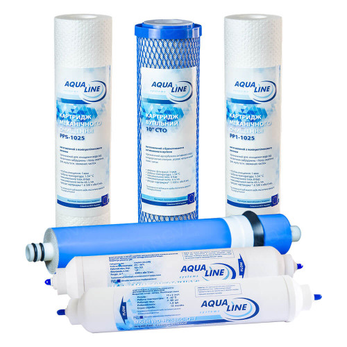Комплект картриджів для Aqualine-RO-6 + мембрана
